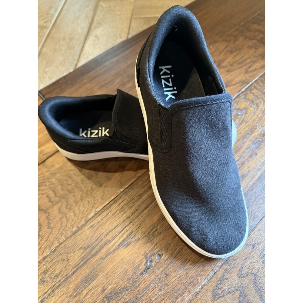 Kizik Shoes Mens 7 Womens 8.5 Black Canvas Slip On Casual Hands Free Sneakers